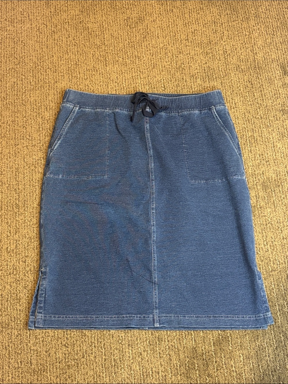 ✨Pure Jill Indigo Women’s Blue Denim-Style Drawstring Pencil Skirt Size Small